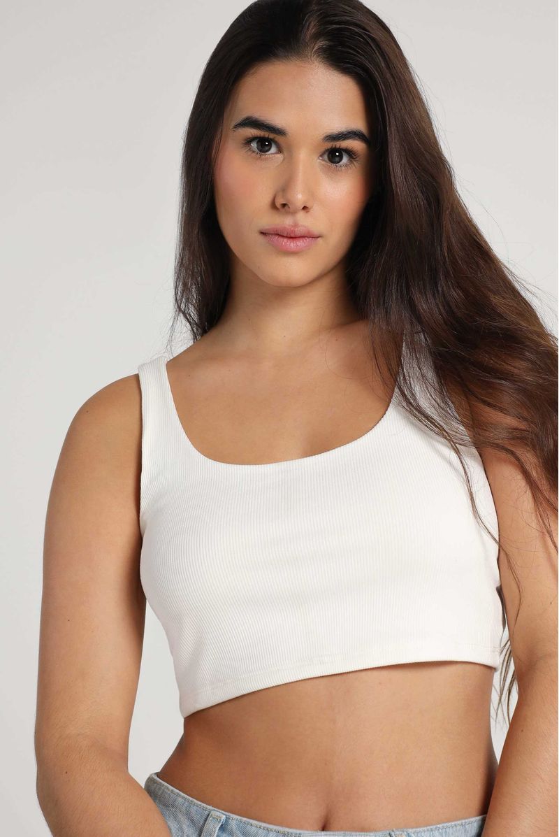 Croptop Blanco B sico Bodies y tops para mujer