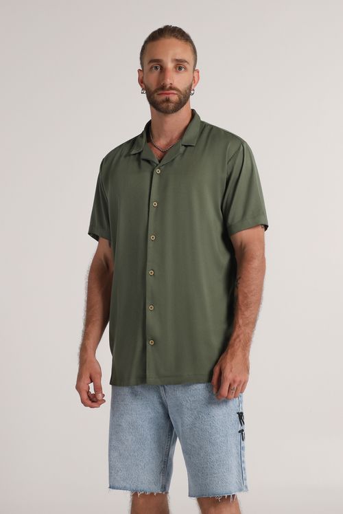 Camisa Manga Corta Verde Básico