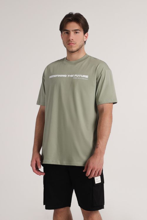 Camiseta Oversize Verde Texto