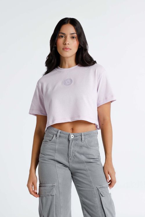 Camiseta Crop Lila Ícono