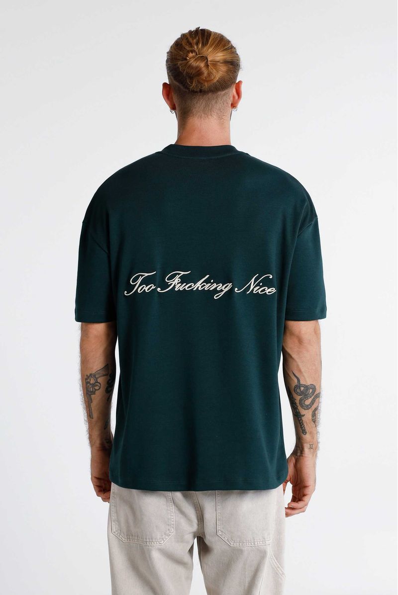 Camiseta Box Fit Verde Texto Camisetas para hombre