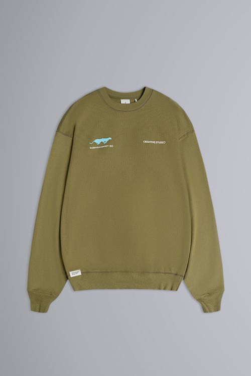 Buzo Pullover Oversize Verde Texto