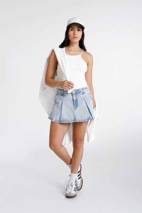 Falda Short Azul Claro Cortes