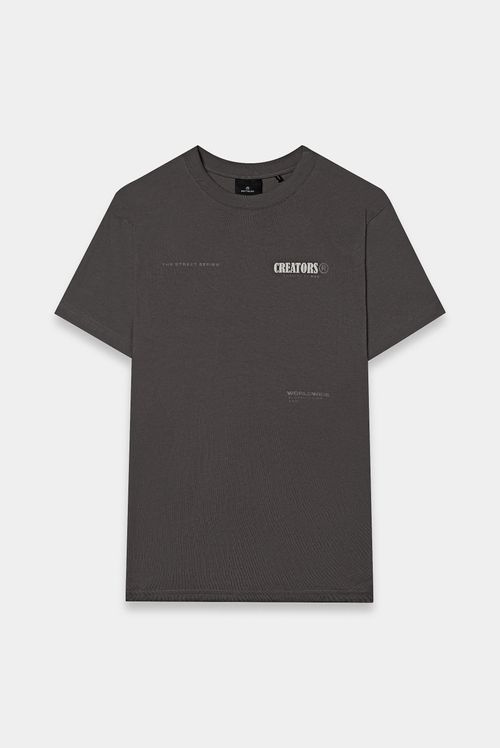 Camiseta Regular Gris Texto