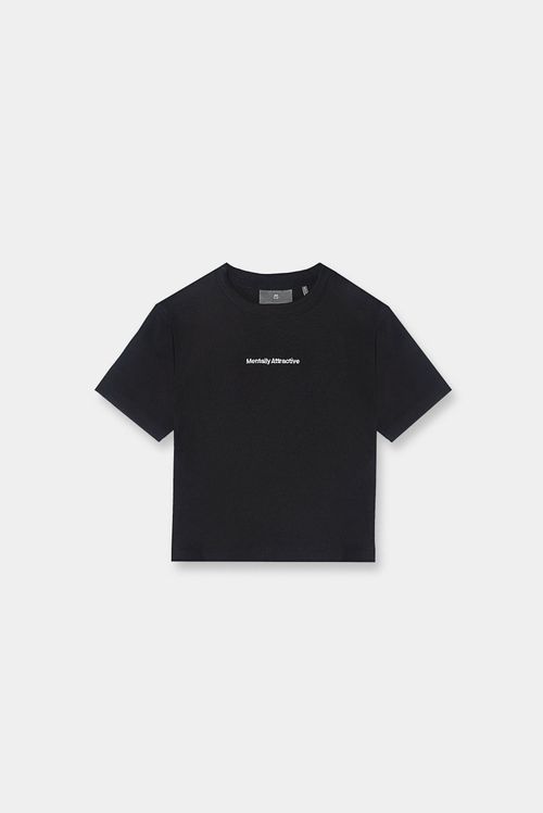 Camiseta Ajustada Negro Texto