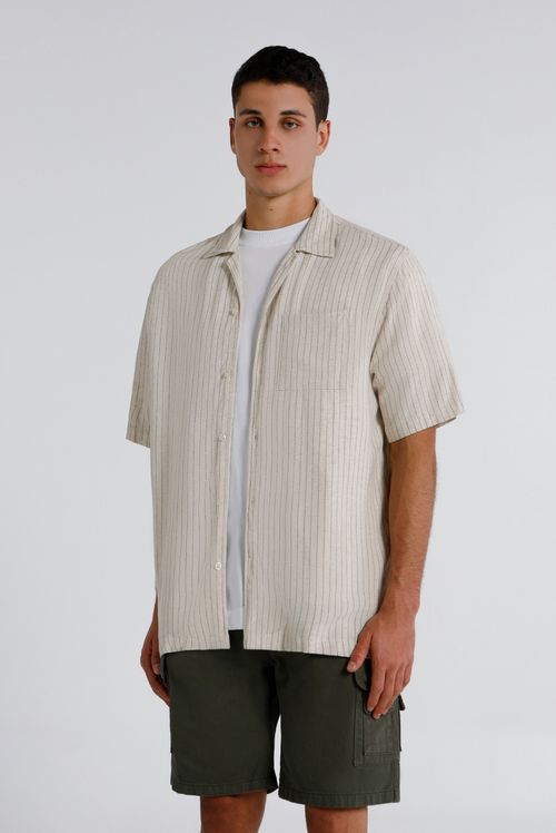 Camisa Oversize Beige Rayas
