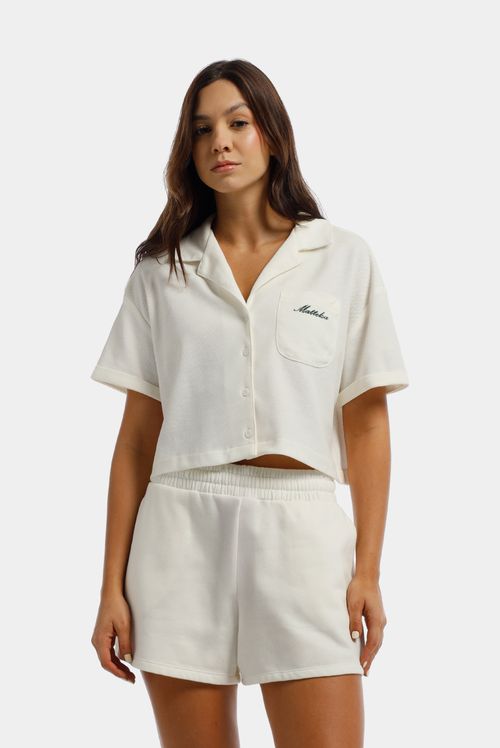 Camisa Manga Corta Marfil Texto