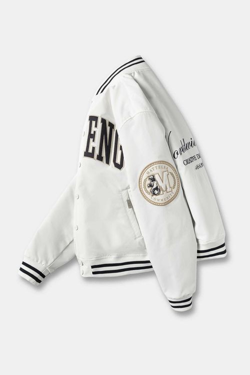Chaqueta Bomber Marfil Texto