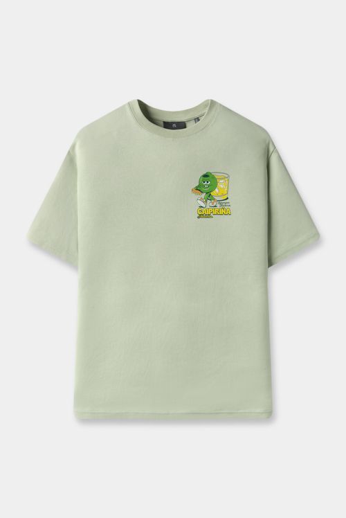 Camiseta Oversize Verde Ilustración