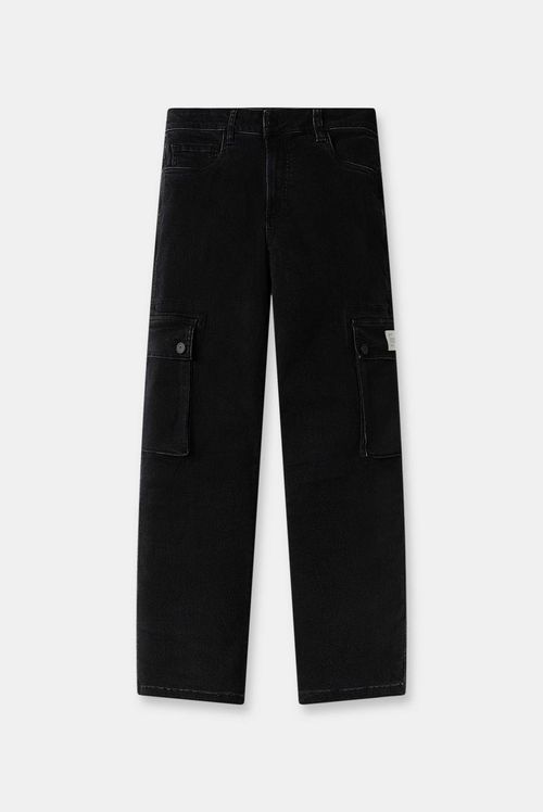Jeans Straight Fit Negro Cargo