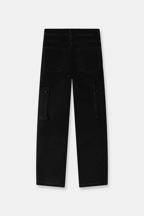 Jeans Straight Fit Negro Cargo