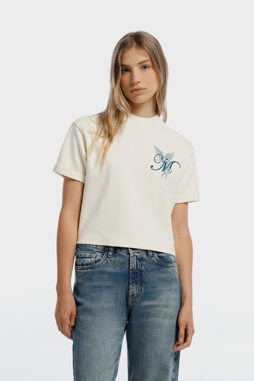 Camiseta Slim Marfil Ilustración
