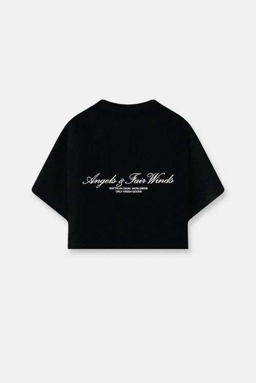 Camiseta Crop Negro Texto