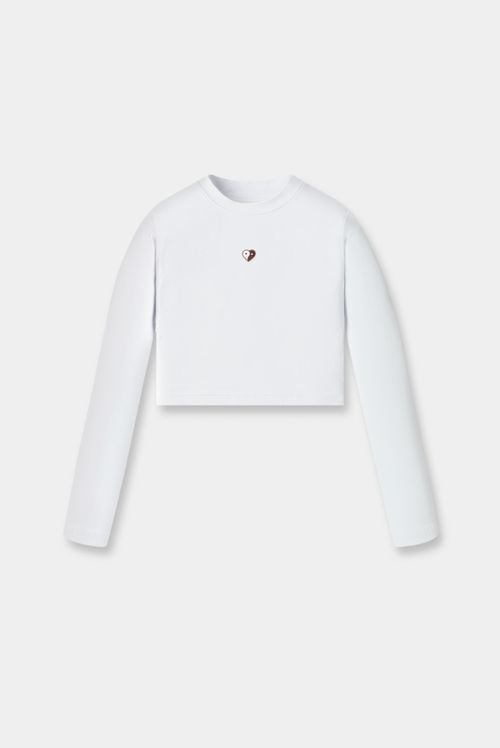 Top Manga Larga Blanco Ícono