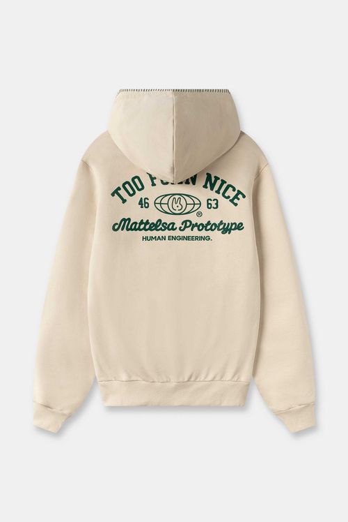 Buzo Hoodie Oversize Beige Texto