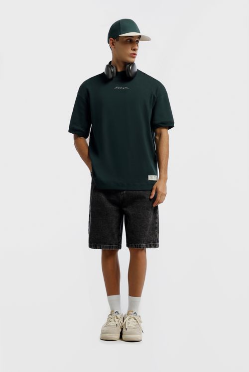 Camiseta Oversize Verde Texto