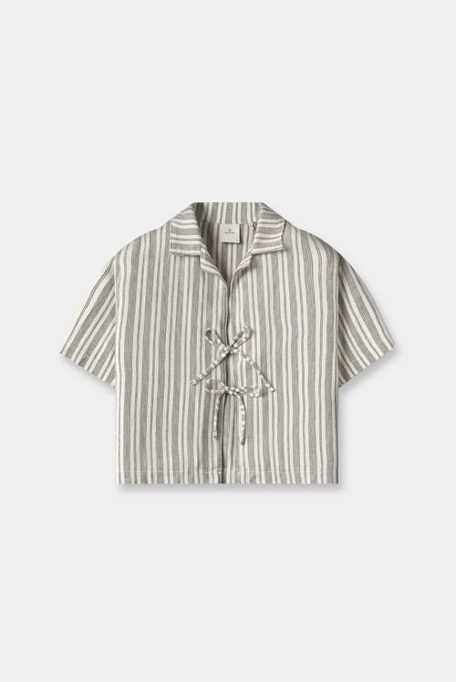 Camisa Manga Corta Marfil Rayas