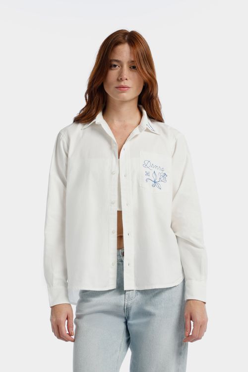 Camisa Manga Larga Marfil Ilustración