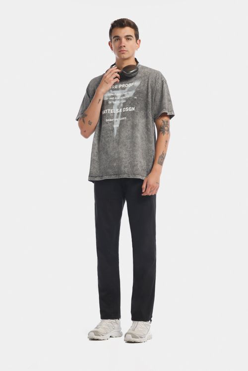 Camiseta Oversize Gris Lavandería