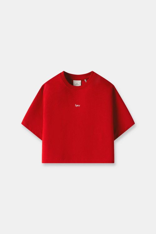 Camiseta Crop Rojo Texto