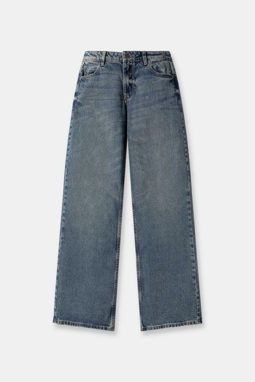 Jean Wide Leg Tiro Bajo Azul Básico