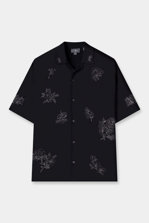 Camisa Oversize Negro Flores