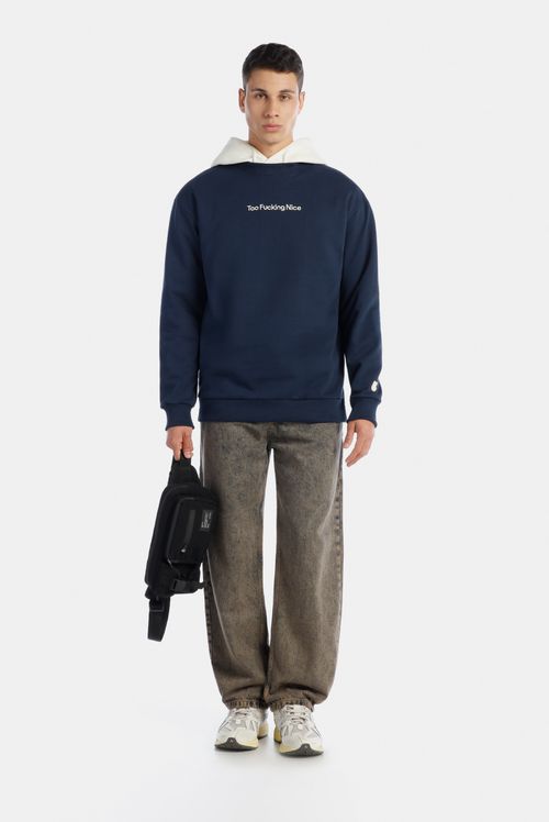 Buzo Pullover Azul Texto