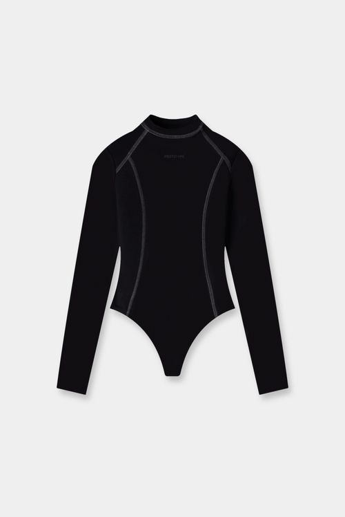 Body Manga Larga Negro Texto