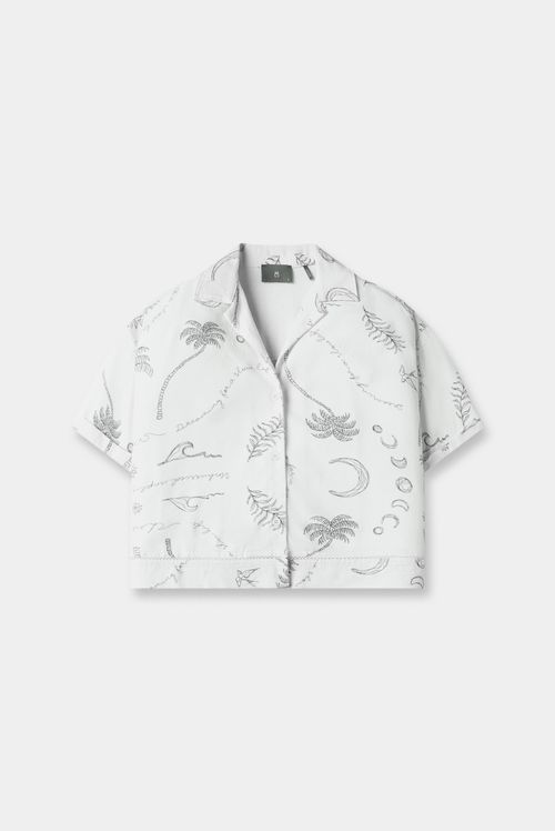 Camisa Manga Corta Blanco Miniprint