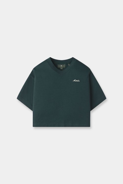 Camiseta Crop Verde Texto