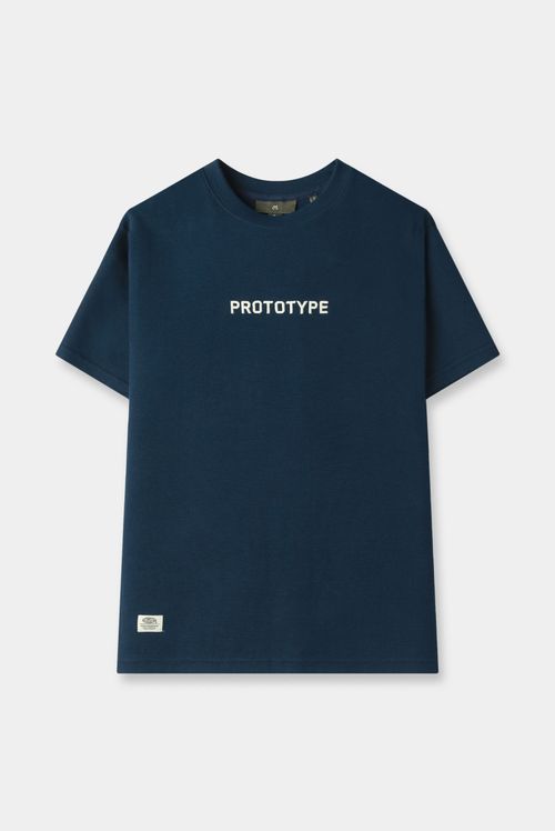 Camiseta Regular Azul Texto