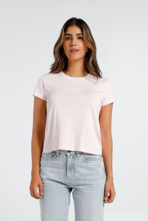 Camiseta Slim Rosado Texto