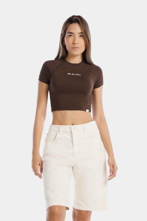 Camiseta Ajustada Café Texto