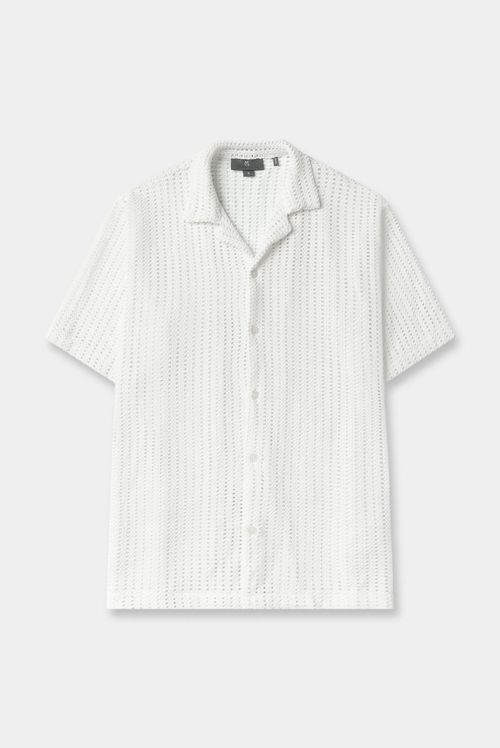 Camisa Manga Corta Marfil Tejido