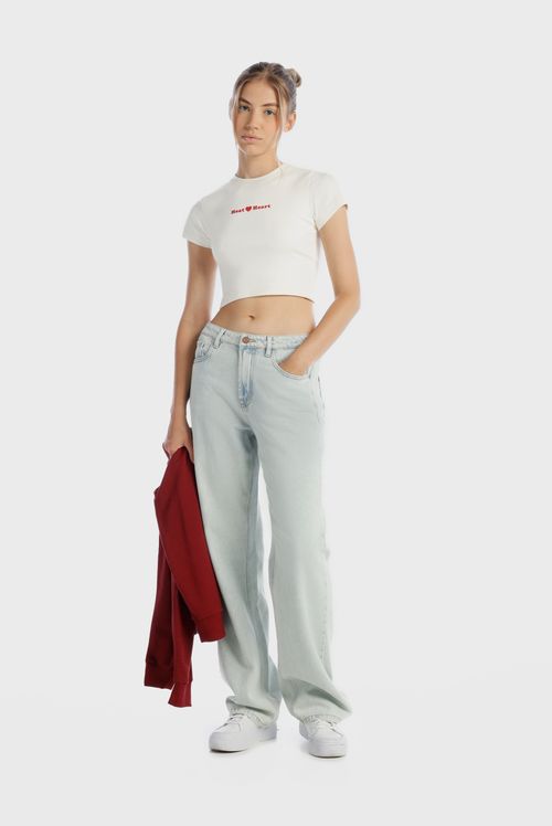 Camiseta Ajustada Marfil Texto
