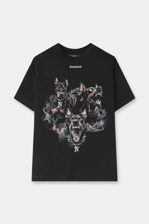 Camiseta Oversize Negro Ilustración