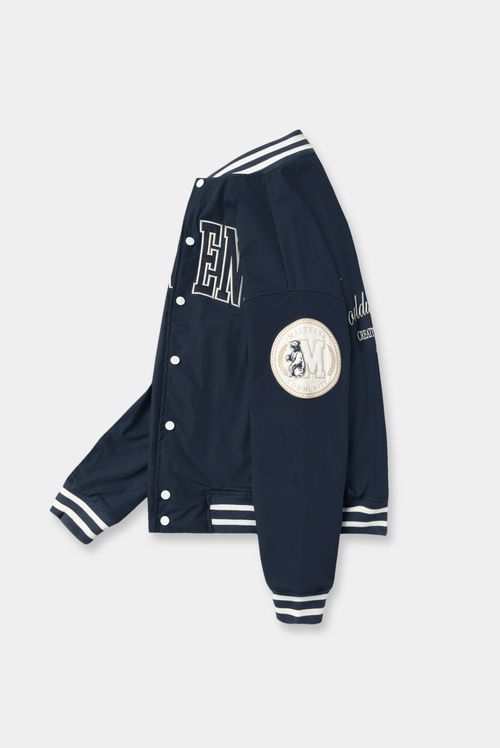 Chaqueta Bomber Azul Texto