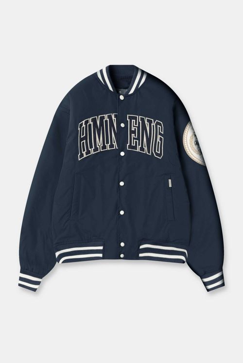 Chaqueta Bomber Azul Texto