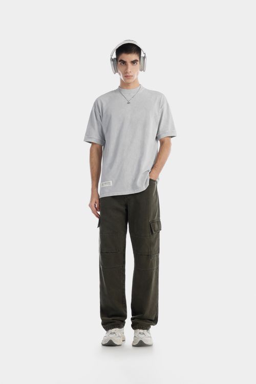 Camiseta Oversize Gris Lavandería