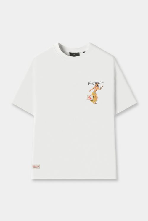 Camiseta Oversize Marfil Ilustración