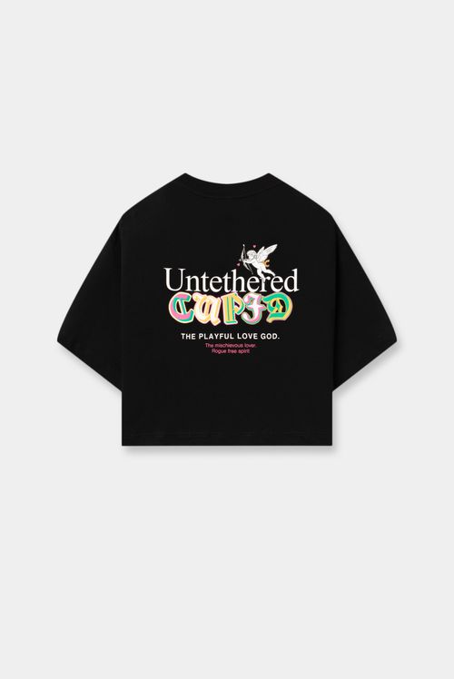 Camiseta Crop Negro Texto