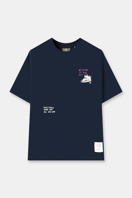 Camiseta Oversize Azul Ilustración