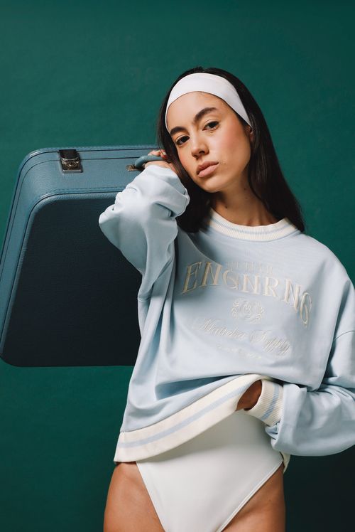 Buzo Pullover Azul Texto