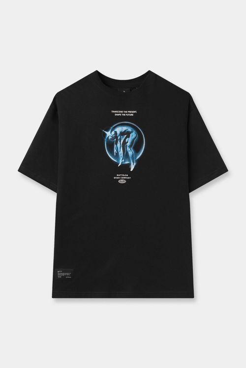 Camiseta Oversize Negro Ilustración
