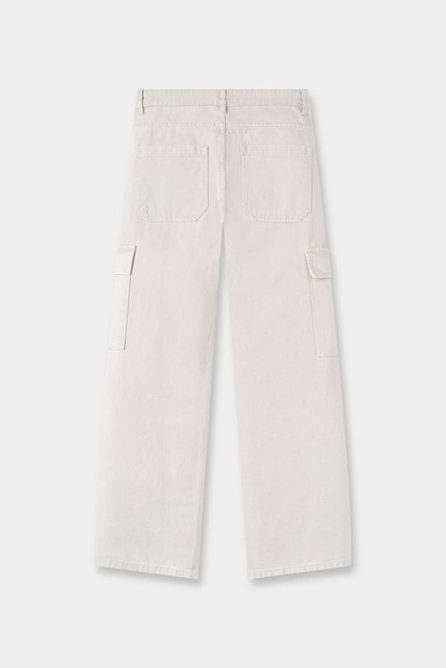 Pantalón Loose Fit Beige Cargo