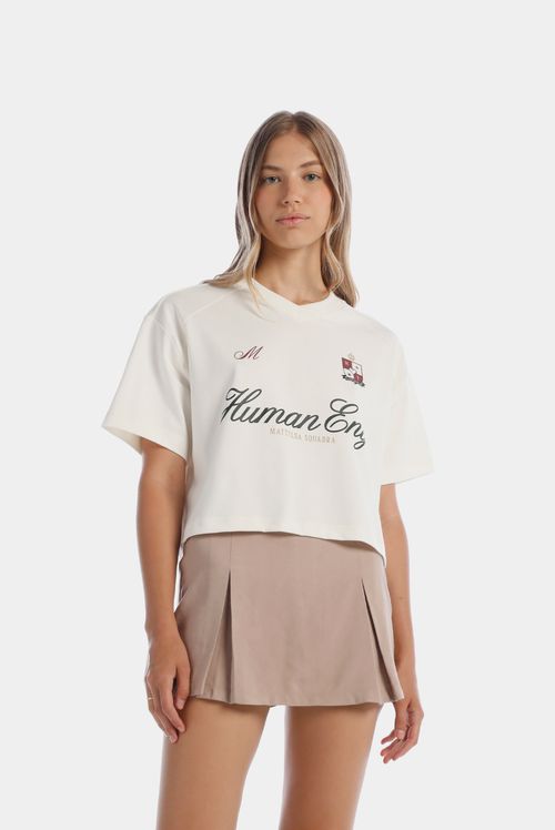 Camiseta Slim Marfil Texto