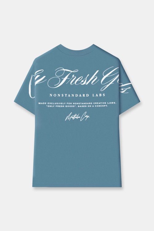 Camiseta Oversize Azul Texto