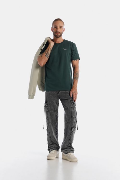 Camiseta Regular Verde Texto