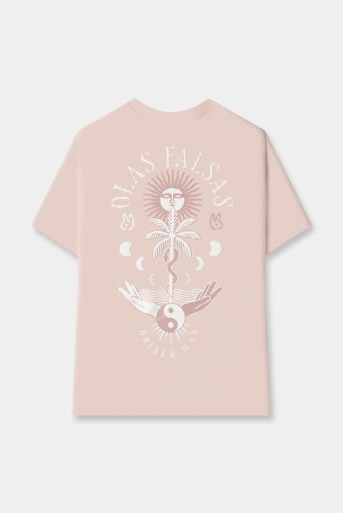 Camiseta Oversize Rosado Ilustración