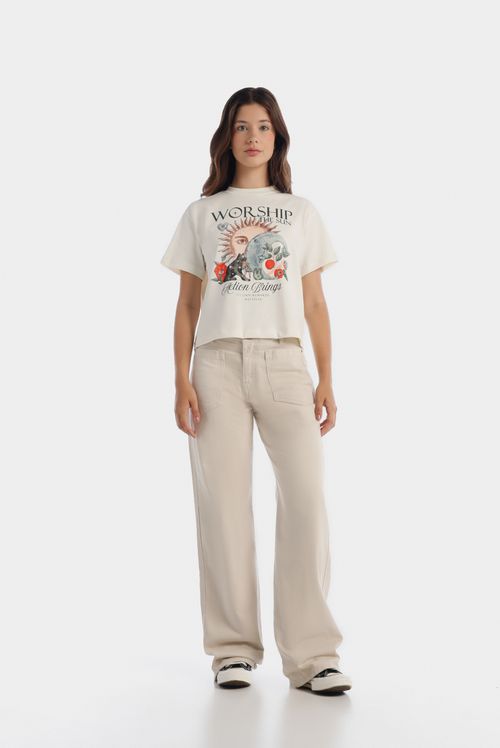 Camiseta Slim Marfil Ilustración